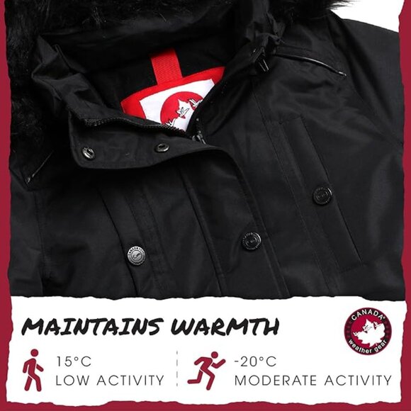 CANADA WEATHER GEAR Girls Winter Coat Large (14/16) Black NWT - Picture 5 of 9